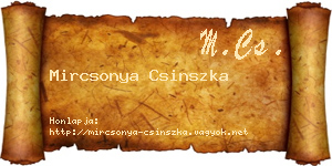 Mircsonya Csinszka névjegykártya